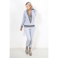 Lisa Striped V Neck Side Pockets Tracksuit