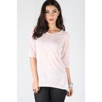 Litiza Burn out 3/4 Sleeves High Low Top