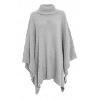 Lizette Grid Knitted Polo Neck Poncho