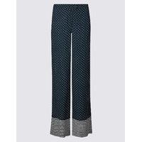 Limited Edition Polka Dot Striped Border Wide Leg Trousers