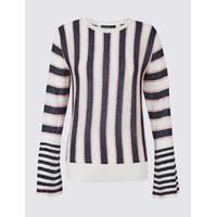 Limited Edition Striped Flare Cuff Round Neck Jumper