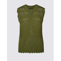 limited edition crochet lace round neck cap sleeve jumper