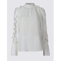 Limited Edition Turtle Neck Ruffle Sleeve Blouse