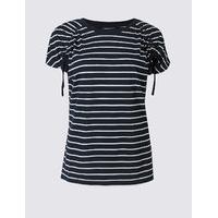 Limited Edition Striped Drawstring Short Sleeve T-Shirt