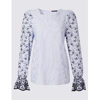 Limited Edition Flared Cuff Cutwork Sleeve Blouse