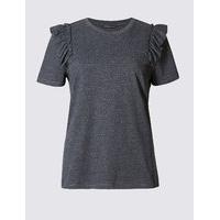 Limited Edition Cotton Blend Ruffle Short Sleeve T-Shirt