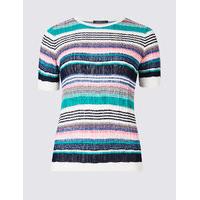 limited edition striped round neck short sleeve jumper