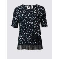 limited edition star print round neck short sleeve blouse