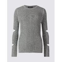 Limited Edition Textured Metallic Cut Out Sleeve Jumper