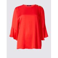 Limited Edition Ruffle Round Neck 3/4 Sleeve Blouse