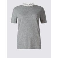 Limited Edition Cotton Blend Contrasting Neckline T-Shirt