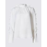 Limited Edition Ruffle High Neck Long Sleeve Blouse