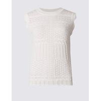 limited edition crochet lace round neck cap sleeve jumper