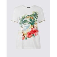 Limited Edition Cotton Blend Tropical Floral Print T-Shirt