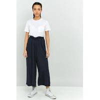 light before dark tie front crinkle culottes navy