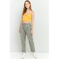 Light Before Dark Yellow Checked Tie-Front Trousers, YELLOW