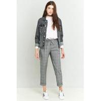 Light Before Dark Tie Front Grey Checked Trousers, GREY