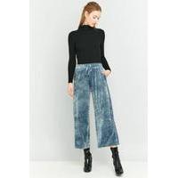 Light Before Dark Blue Crackle Velvet Wide Leg Trousers, SKY