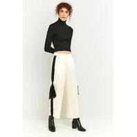 Light Before Dark Striped Tie Side Straight Leg Trousers, CREAM