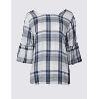 Limited Edition Checked Round Neck Half Sleeve Shell Top