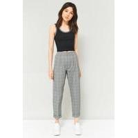 light before dark checked pleated front trousers light grey