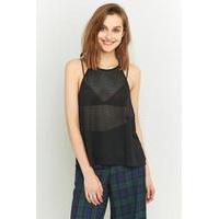 Light Before Dark Oversized Black Airtex Cami, BLACK