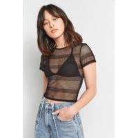 light before dark striped fishnet top black