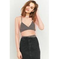 light before dark pink fishnet crop top pink