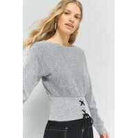 Light Before Dark Corset Hem Jumper, GREY