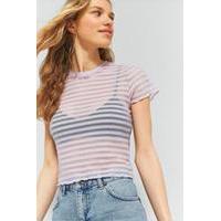 light before dark textured striped sheer mesh top lilac