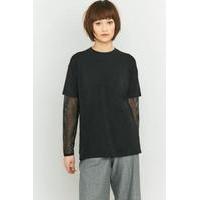 Light Before Dark Black Fishnet Layered T-shirt, BLACK