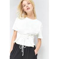 Light Before Dark Corset Cropped T-Shirt, CREAM