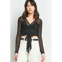 light before dark mesh wrap crop top black