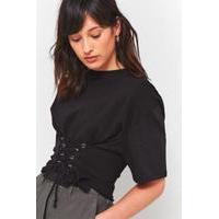 light before dark corset cropped t shirt black