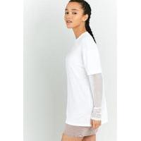 light before dark black fishnet layered t shirt white