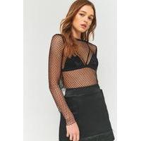 light before dark pink fishnet crop top black