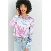 Light Before Dark Tie Dye Long Sleeve Cropped T-Shirt, PINK