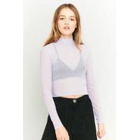 Light Before Dark Mesh Long Sleeve Turtleneck Top, LILAC