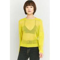 Light Before Dark Sheer Patched Jumper, LIME