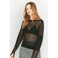 Light Before Dark Sheer Patched Jumper, BLACK