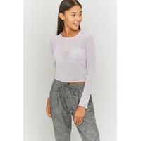 light before dark mesh lettuce edge crop top lilac