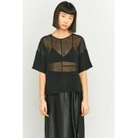 light before dark black chiffon panel t shirt black