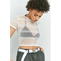 light before dark striped fishnet top white