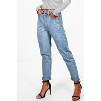 light wash rip high waist mom jeans blue