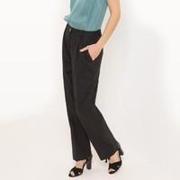 Linen, High-Waist, Straight Leg Trousers