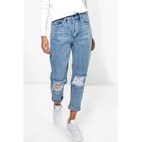 light blue open knee boyfriend jeans blue