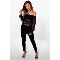 Lily All Over Lace Choker Detail Co-ord - black