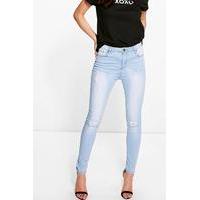 Light Wash High Waisted Skinny Jeans - blue