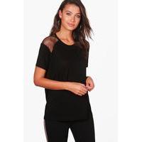 Lila Mesh Panel T-Shirt - black