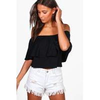 Lily Frill Crop Top - black